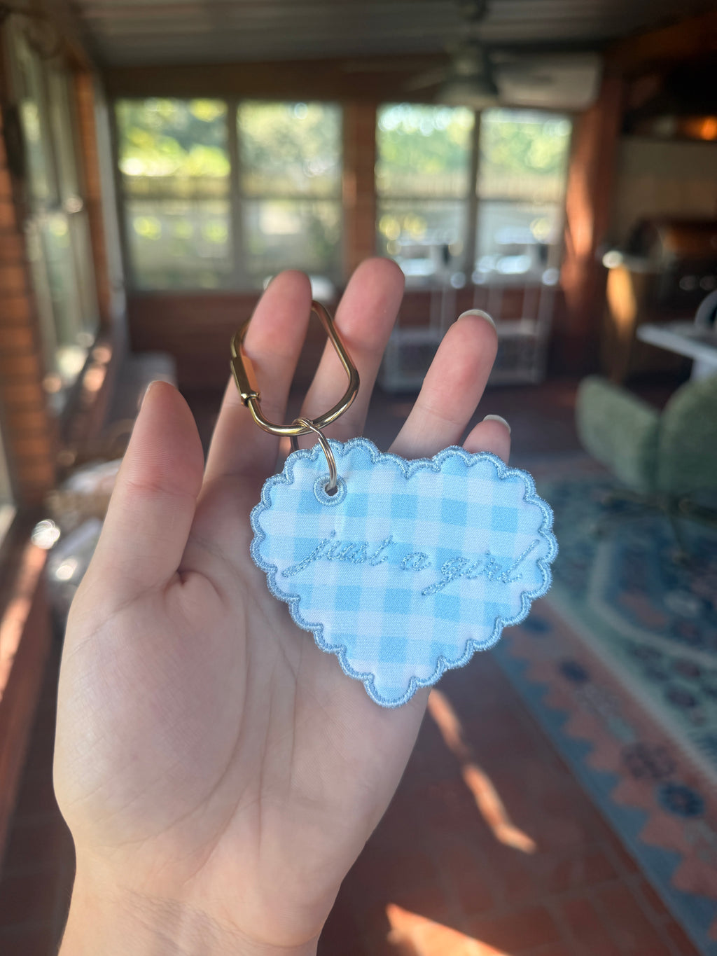 ‘just a girl’ key chain